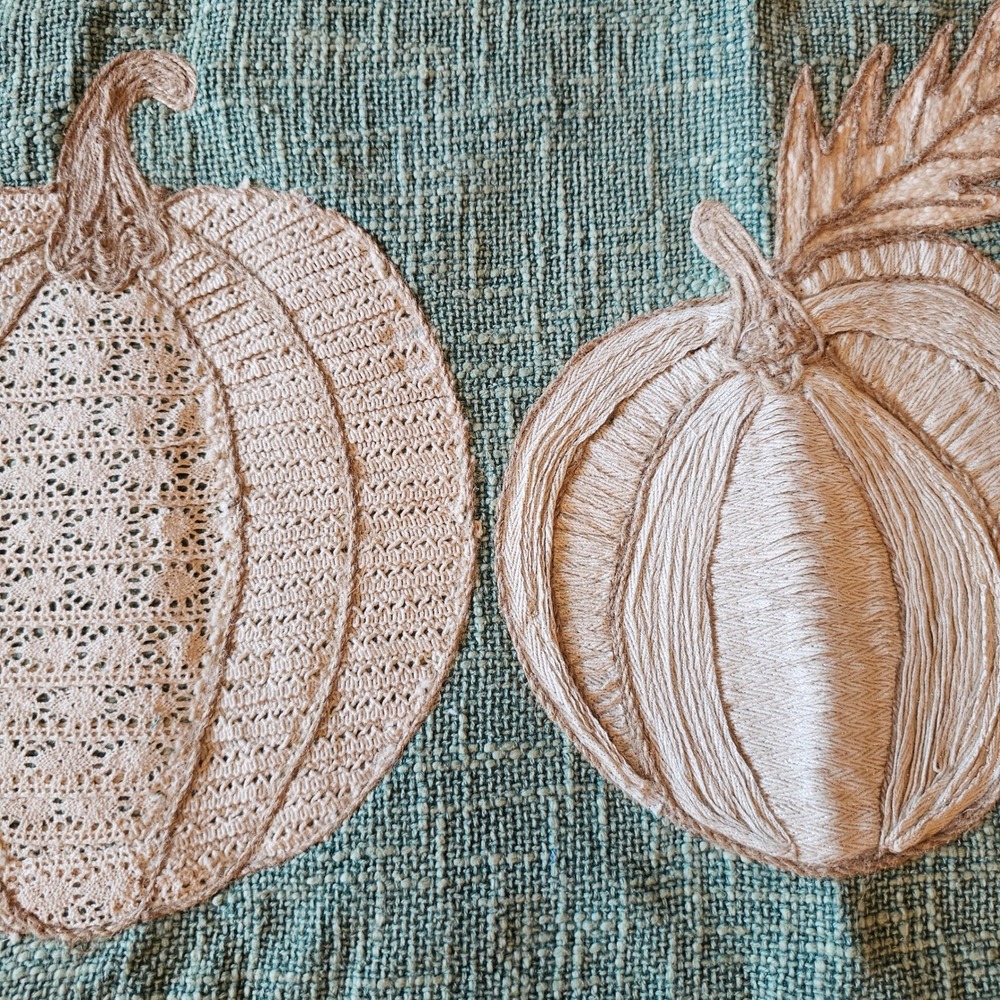 Lillian August Sage Green Embroidered Pumpkin Table Runner Fall Decor 48 Inch